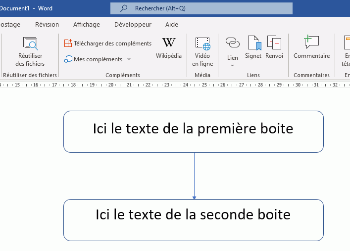 Word Relier Des Zones De Textes Avec Une Fl che Et Centrer Une Page