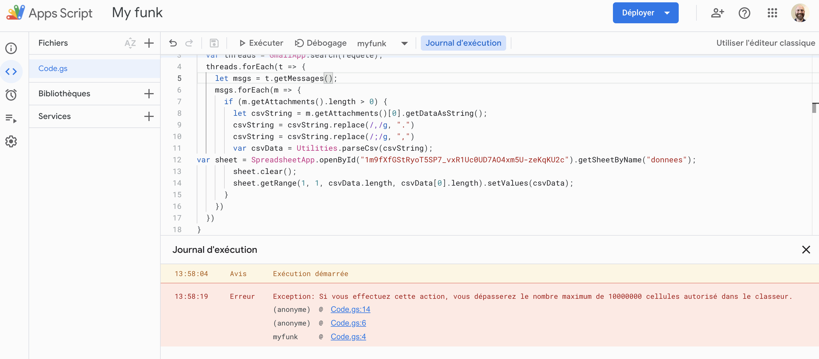 CSV To Gmail To Sheet